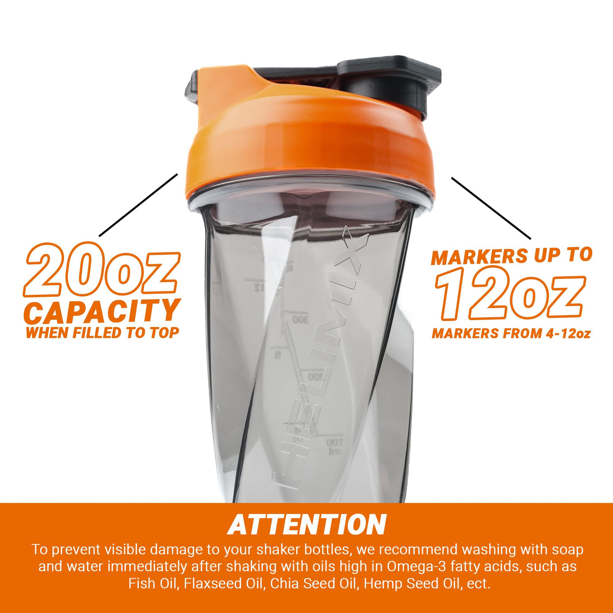 HELIMIX 1.5 Vortex Blender Shaker Bottle Holds Upto 20oz | No Blending Ball or Whisk | USA Made | Portable Pre Workout Whey Protein Drink Shaker Cup | Mixes Cocktails Smoothies Shakes | Top Rack Safe