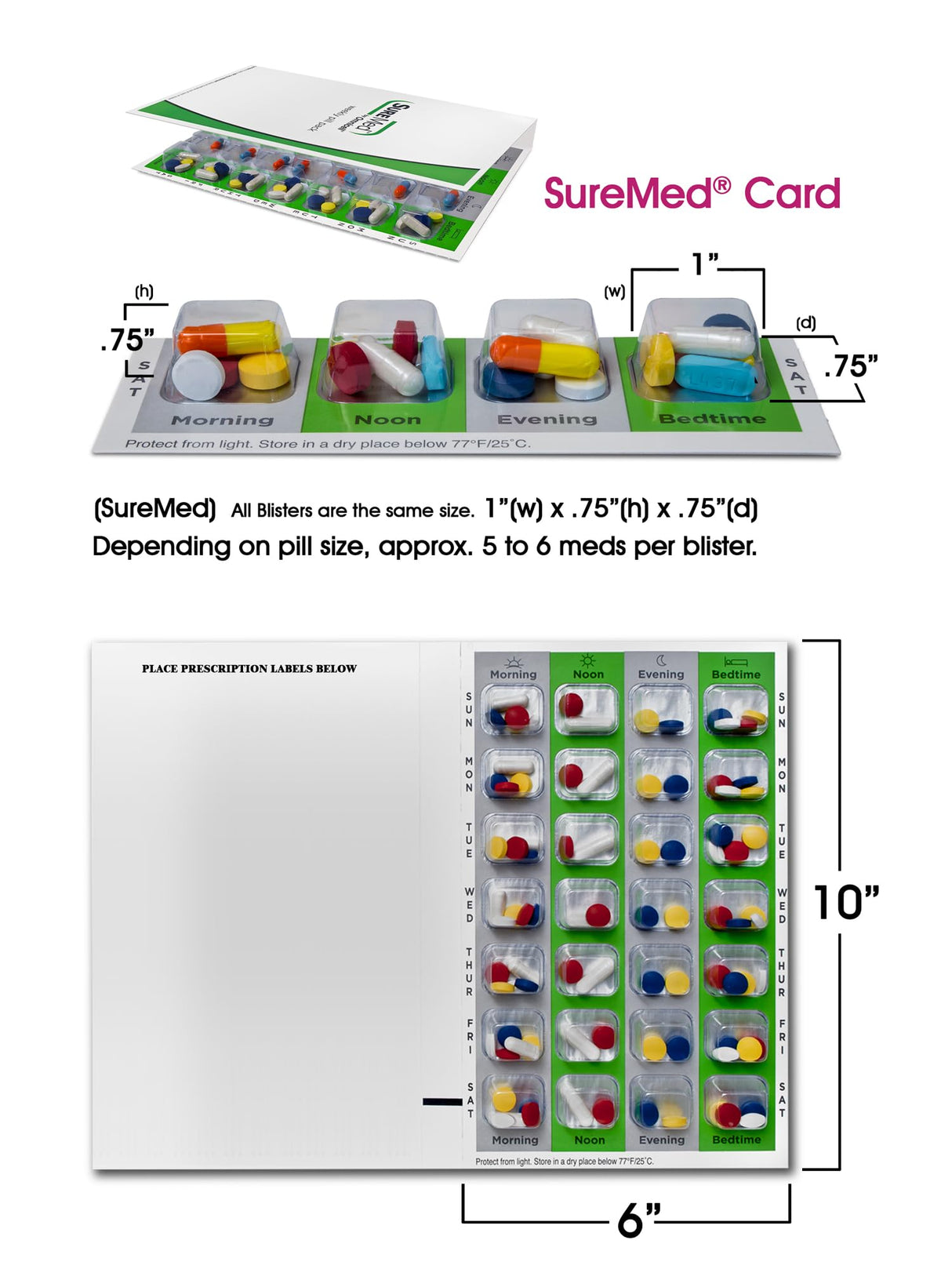 SureMed 7-Day, 4-Pass (4-doses per day) Multi-Med Disposable Blister Card Refill with 26 Cards & 26 Blisters