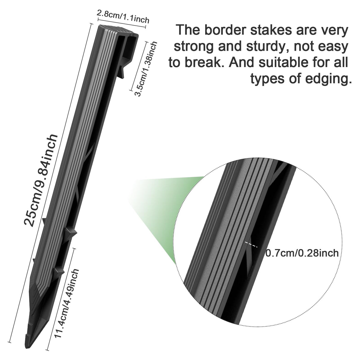 24 Pack Plastic Landscape Edging Anchoring Stakes, 9.8 Inch, Black