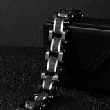 Zillaly Men's Stainless Steel Two-Tone Square Link diamond Bracelet in Black & Blue Ion-Plated Black (Silver)