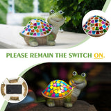 MININOVA Solar Mosaic Turtle Statues Outdoor Garden Decorations Kids Solar Light for Outside Home Decor Gifts for Kids Women Retirement Housewarming Christmas