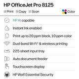 HP OfficeJet Pro 8125 Wireless All-in-One Color Inkjet Printer, Print, Scan, Copy, ADF, Duplex Printing Best-for-Home Office, 3 Month Trial of Instant Ink Included, AI-Capable (C2VJ4A)
