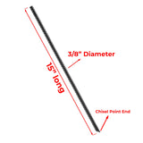 NHZ 15” Ground Rebar Stakes (16pcs) Heavy Duty Hook Ground Anchors, Steel Plant Support Garden Stake with Chisel Point end, Hammer Through Hard Soil for Camping Tent - Black Powder Coated (16)