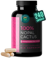 Nopal Cactus Capsules 1500mg- Organic Sun-Dried Prickly Pear Cactus Fruit Powder & Black Pepper Extract for Absorption- Natural Prickly Pear Super Supplement- Fiber, Vitamins and Minerals 240 Capsules