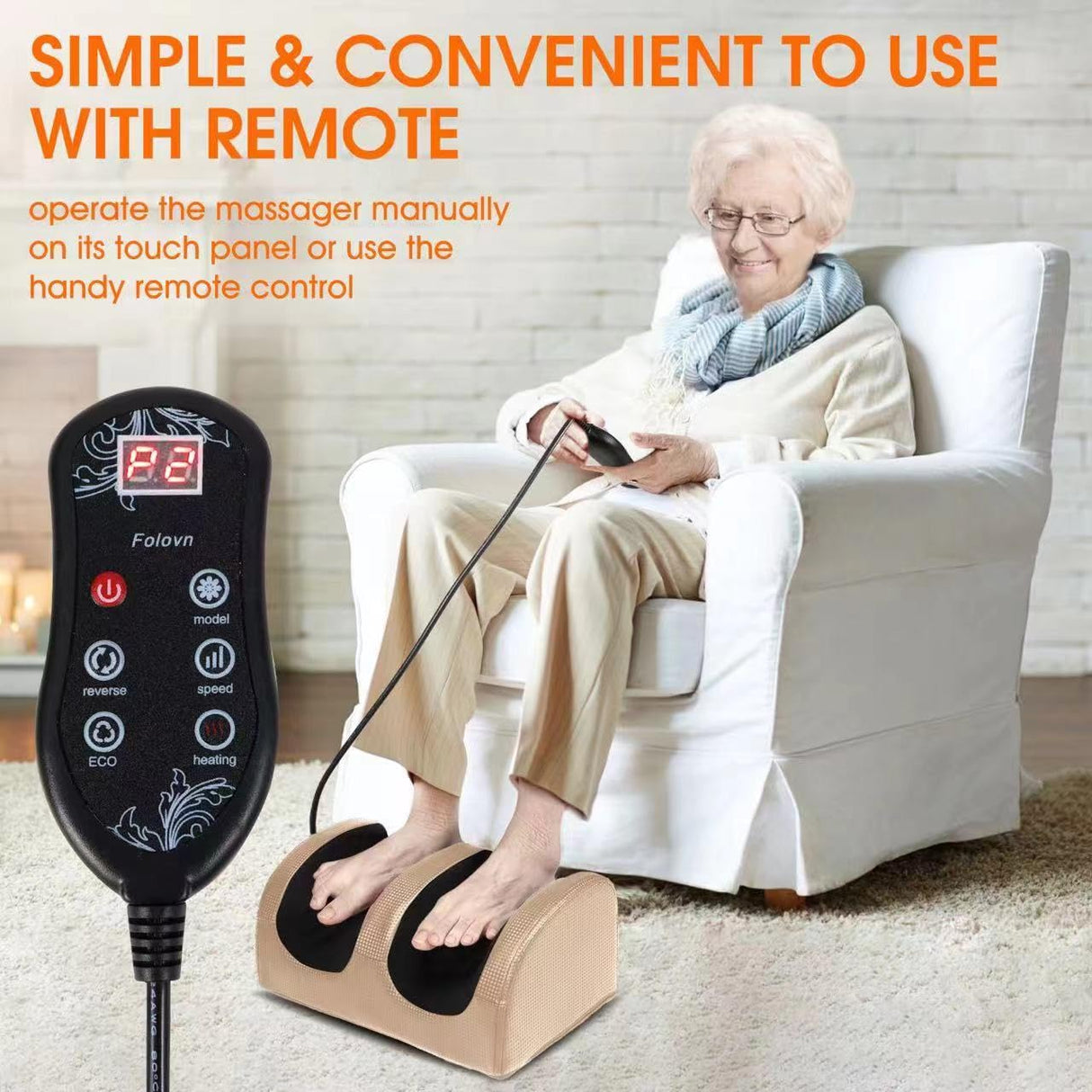 Foot and Calf Massager with Heat, Shiatsu Electric Kneading Foot Massager Machine for Plantar Fasciitis, Pain Relief, Promotes Blood Circulation, Wired Remote, Gifts for Women Men(Gold