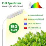 Wiaxulay Grow Lights for Indoor Plants, 153 LED Full Spectrum Plant Grow Light Floor Standing, Height Adjustable 24-68 in,4/8/12/16H Timer,3 Lighting Modes,5 Brightness for Growing Large Tall Plants