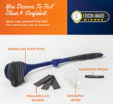 BAKblade 2.0/ELITE PLUS - Back Hair Removal and Body Shaver (DIY), Easy to Use Ergonomic Handle for a Close, Pain-Free Shave, 3 of the Wet or Dry Disposable Razor Blades, Scrubbing Sleeve Included