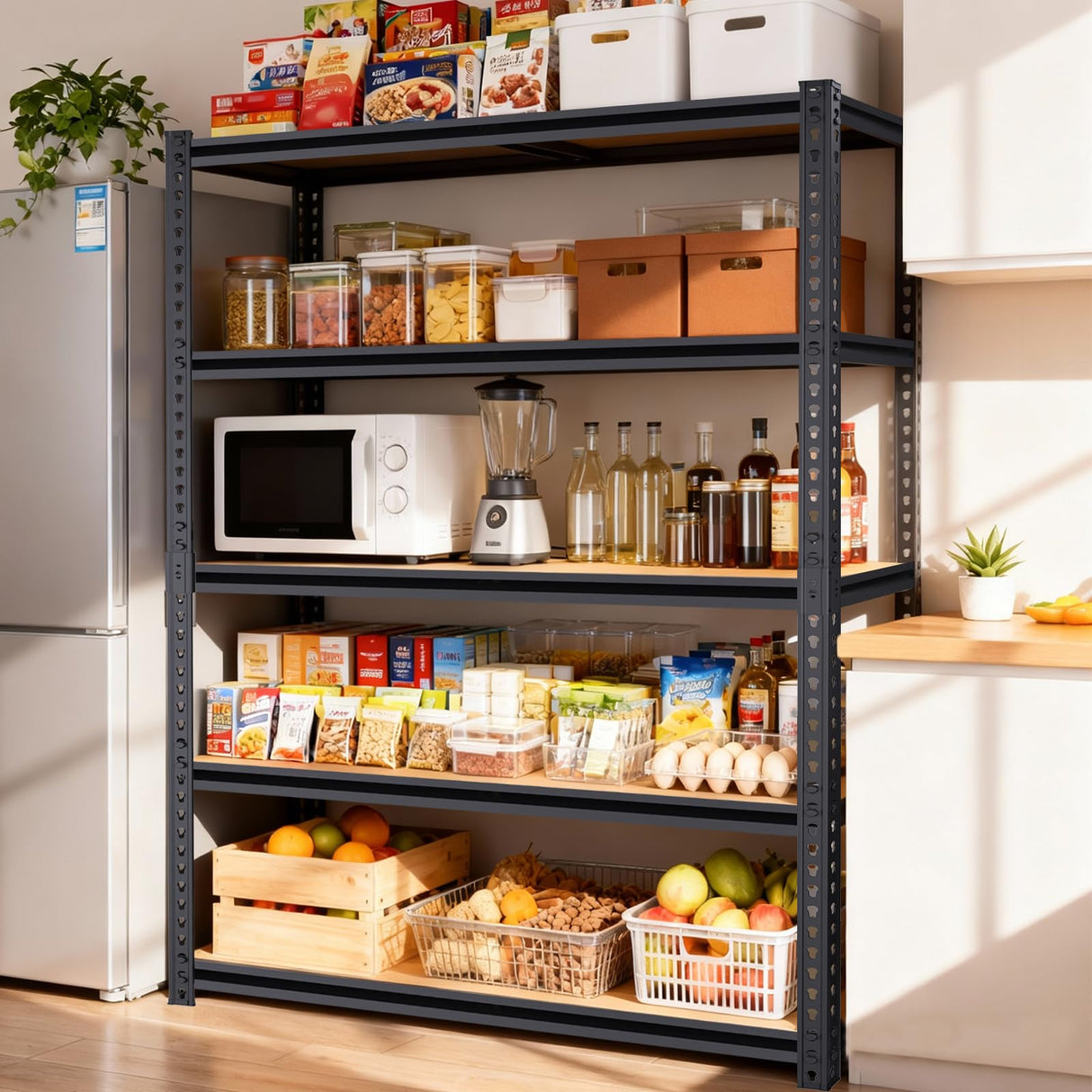 ZEUKMXOO Heavy Duty Garage Shelving,5-Tier Garage Storage Shelves,2400LBS Storage Shelves Heavy Duty,Adjustable 5 Tier Shelving Unit,Heavy Duty Shelving for Garage Storage Warehouse,28''×12''×60''
