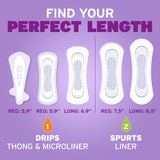 Poise Daily Liners, Incontinence Panty Liners, 2 Drop Very Light Absorbency, Long Length, 264 Count of Pantiliners (6 Packs of 44), Packaging May Vary