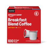 Amazon Saver Light Roast Coffee Pods, Breakfast Blend, Compatible with Keurig 2.0 K-Cup Brewers, 100 Count (Previously Happy Belly)