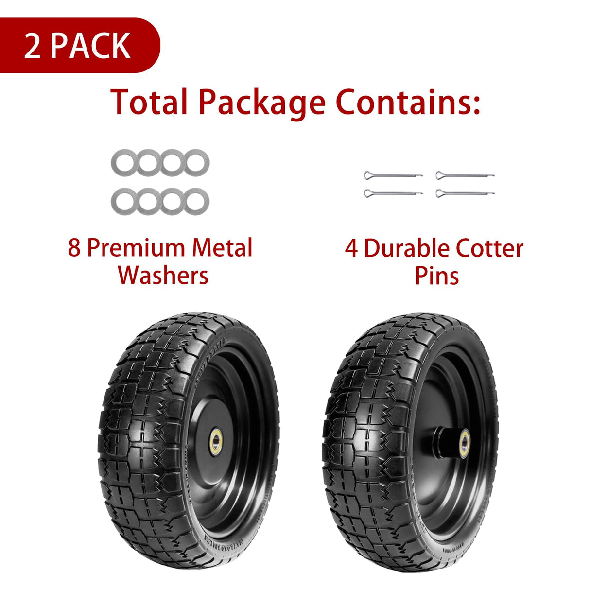 LTNICER 13" Flat Free Tires Compatible with Gorilla Carts,4.00-6 Solid Rubber Wheels with 5/8"Bearings,2.1"Offset Hub for Wagon Tire,Trailer Tire,Wagon Wheel Replacement,13 Trailer Tire Wheel(2-Pack)