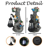 SAMPU CRAFT 12.3 Inch Dinosaur Garden Gnome Statue with Solar Lantern