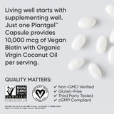 Sports Research Extra Strength Vegan Biotin (Vitamin B) Supplement with Organic Coconut Oil - Supports Keratin for Healthier Hair & Skin - Great for Women & Men - 2,500mcg, 120 Veggie Softgel Capsules