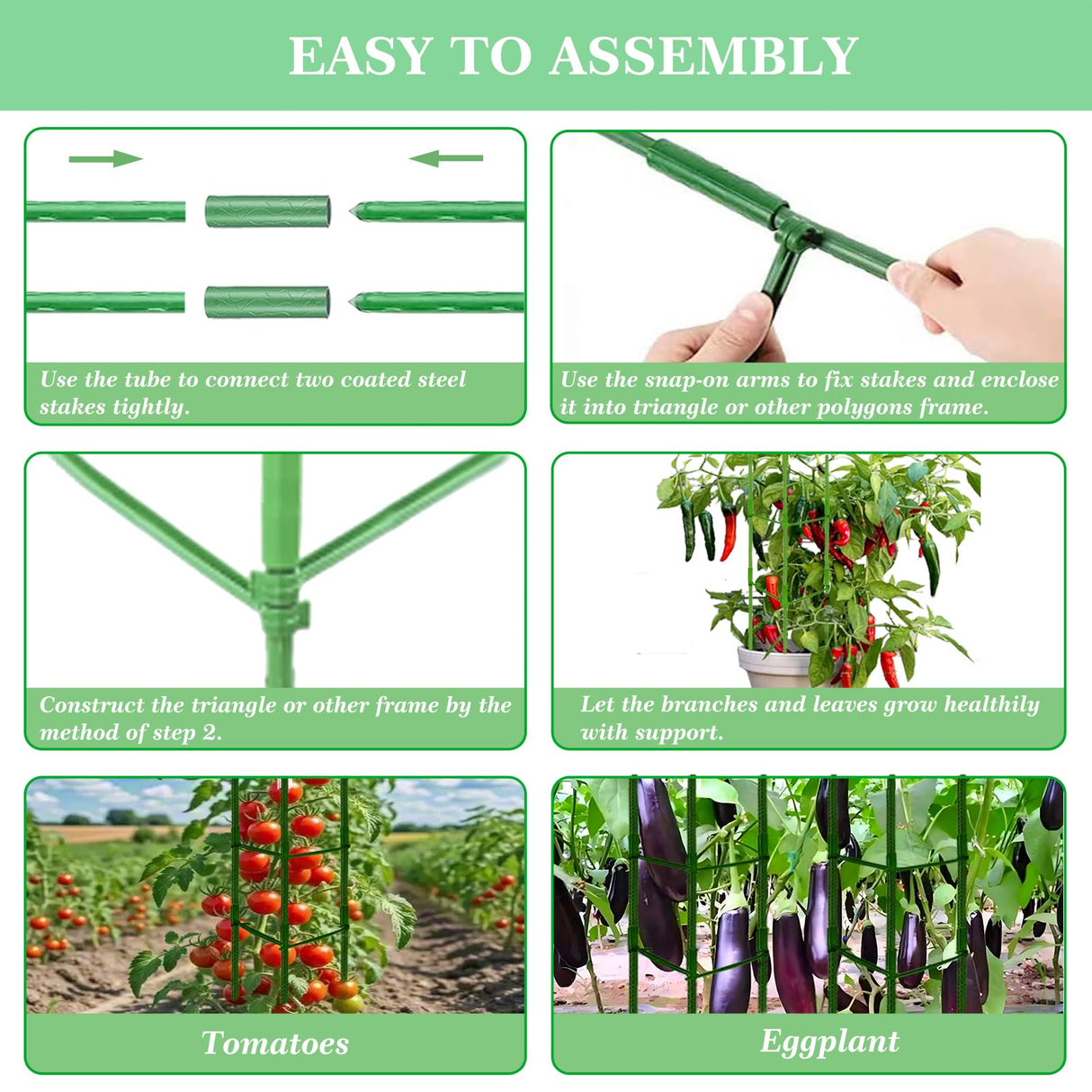 Moirsunt 66Inch Tomato Cage for Garden, 4Pack Plant Support Garden Stakes