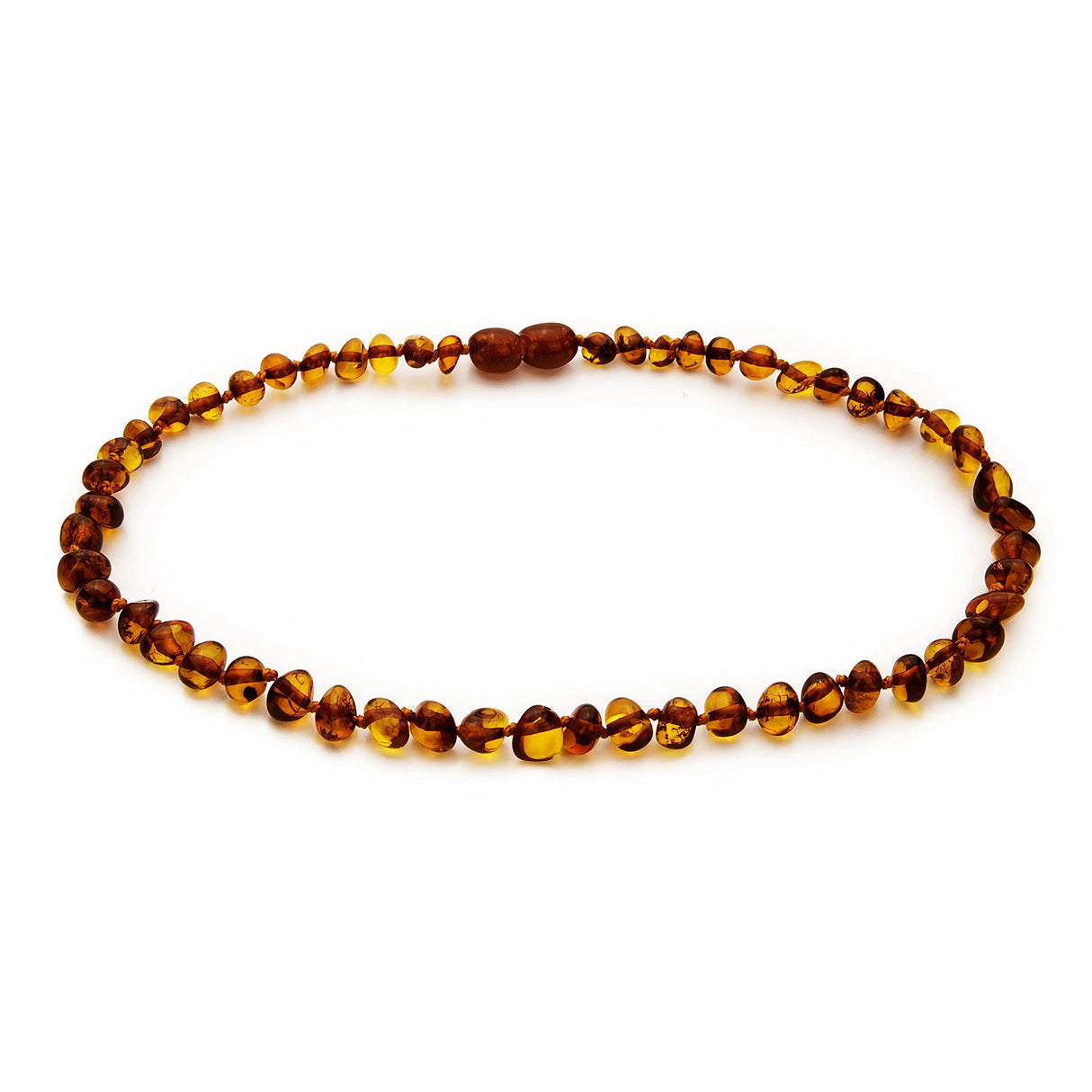 Baltic Amber Necklace - 12.5", Polished Beads, Cognac Color