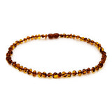 Baltic Amber Necklace - 12.5", Polished Beads, Cognac Color