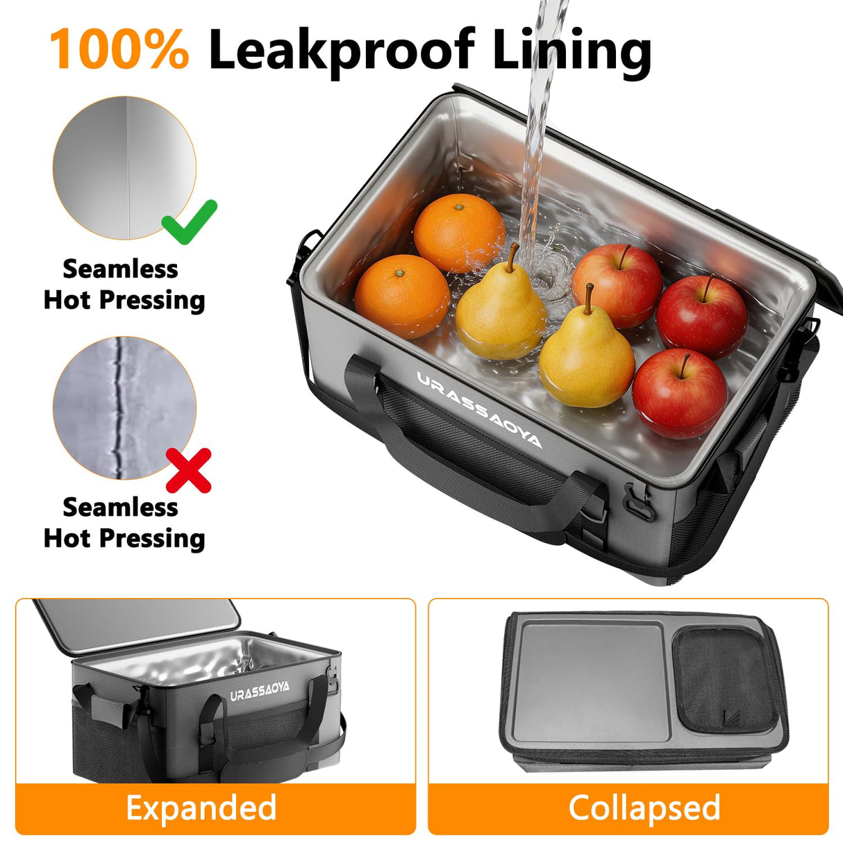 [2026 Updated] 50 Can Collapsible Soft Cooler Bag with Hard PP Lid, Leakproof Insulated Ice Chest with Quick-Access Top Hatch, Bottle Opener & Mini Table for Beach, Camping, Travel (Charcoal Gray)