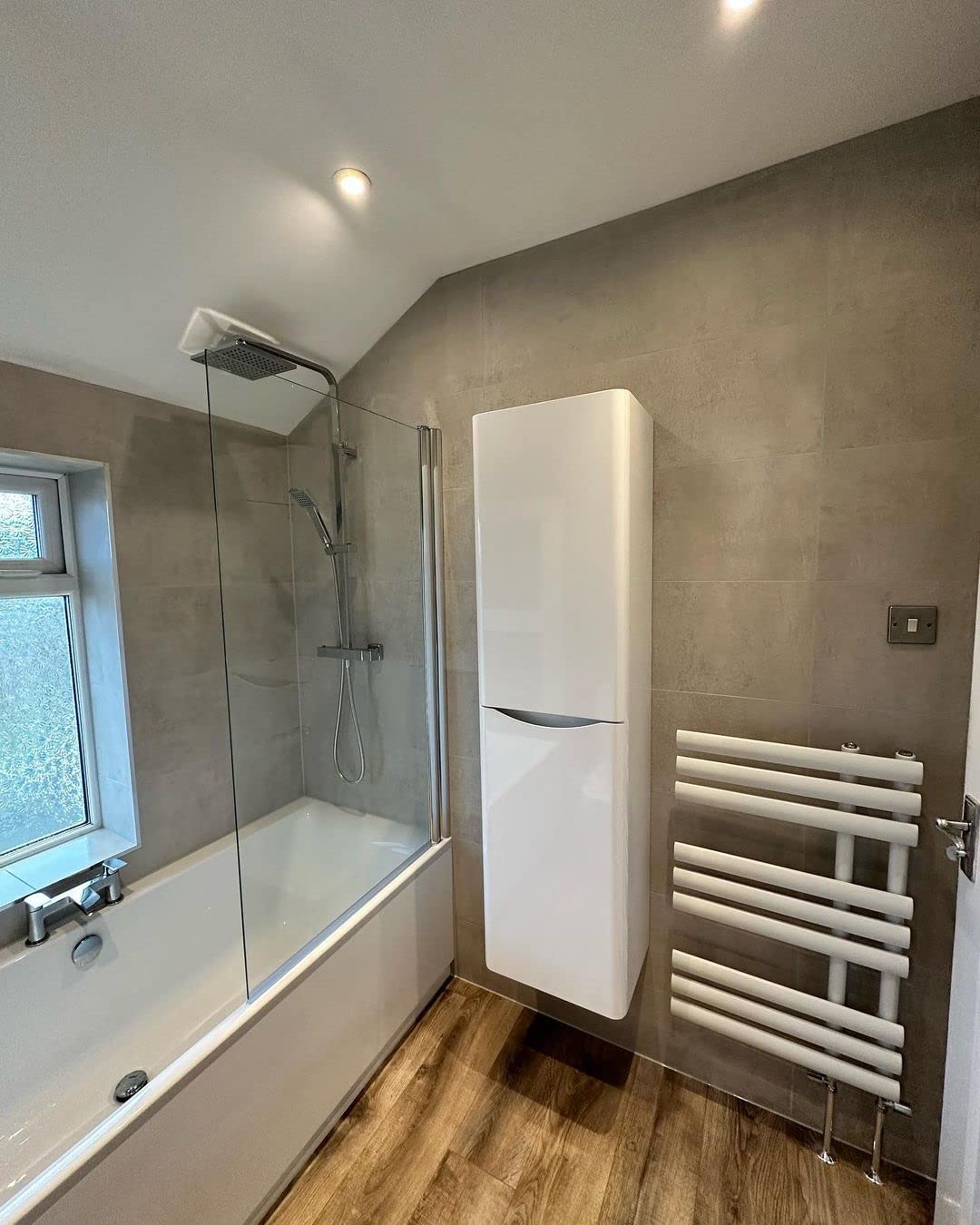 Eaton White Tall Storage Cabinet Storage Unit Wall Mounted Bathroom Cupboard Right Hand