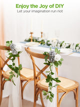 InnoGear Artificial Flowers, 50 Pcs Ivory White Foam Fake Roses Bulk with Stems for Decoration DIY Wedding Bouquets Centerpieces Bridal Shower Party Christmas Tree