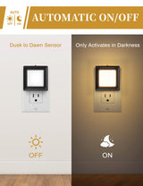 LED Night Light, DORESshop Night Lights Plug Into Wall [4 Pack] with Dusk-to-Dawn Sensor, Dimmable Nightlights, Adjustable Brightness for Bathroom, Hallway, Bedroom,Kids Room,Stairway,Soft White 3000K