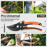 VOTREK® Pruning Shears, Patented Stepless Handle Opening for All Hand Size