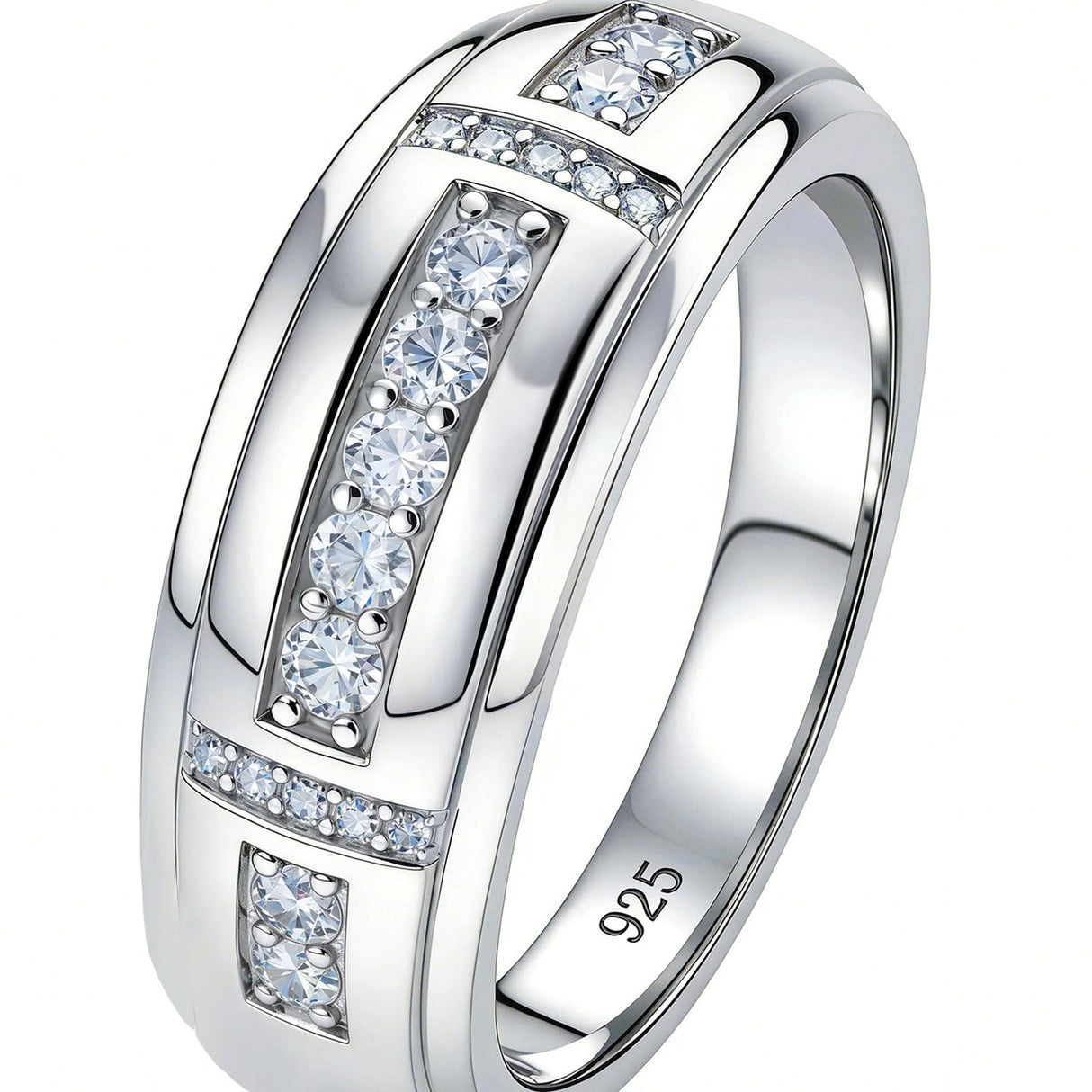 Heinlov Moissanite Mens Wedding Band 925 Sterling Silver D Color VVS1 Sz 11