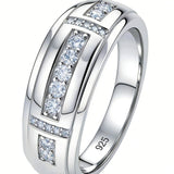 Heinlov Moissanite Mens Wedding Band 925 Sterling Silver D Color VVS1 Sz 11