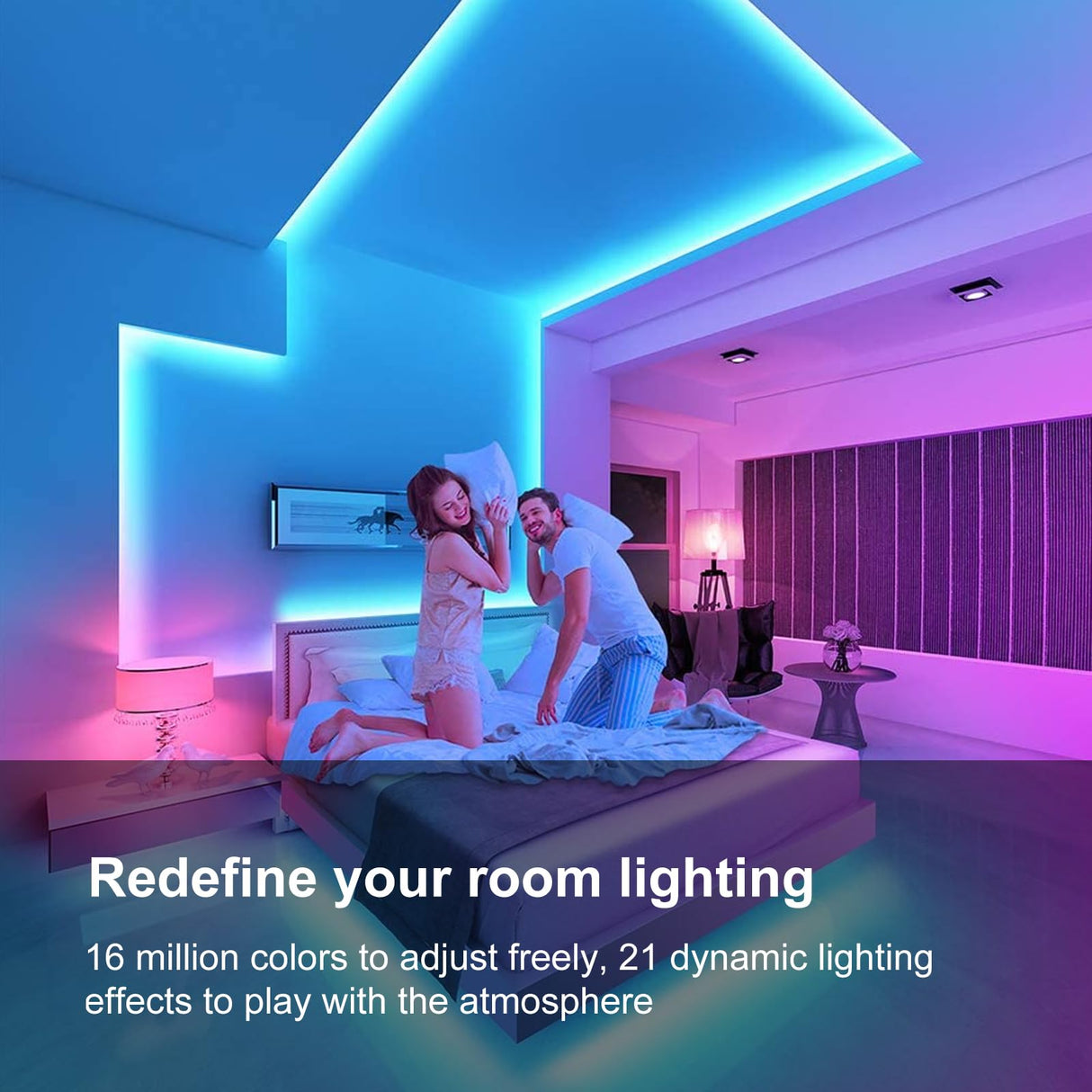 200 FT Led Lights for Bedroom (2 Rolls 100 FT), Music Synchronized Smart Led Strip Lights, Ultra Long with Remote Application Control Bluetooth LED Lights, Color Change RGB Light