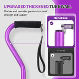 BeneCane Quad Cane Adjustable Walking Cane with Offset Soft Cushioned Handle for Men & Women Lightweight Comfortable with 4-Pronged feet for Extra Stability(Purple)