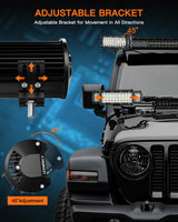 LEDMIRCY 7 Inch LED Light Bar Kit with Rocker Switch Wiring Harness 2PCS LED Pod Lights Triple Rows White Spot Flood Combo Beam Off Road Lights for Truck ATV SUV UTV Boat IP68 Waterproof