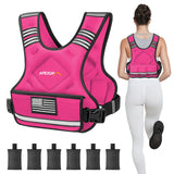 APEXUP Adjustable Weighted Vest, 4-10lb/12-18lb/20-32lb Vest with 6 Ironsand Weights and Large Pocket, Weight Vest for Men Women Strength Training, Running, Walking (4-10lb, Pink)