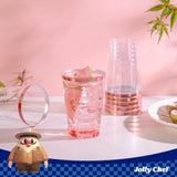JOLLY CHEF 12 oz Rose Gold Plastic Cups Tumblers 100 Pack Disposable Clear