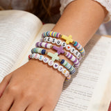 Shcsdr 40 Pcs Jesus Loves You & Cross Bracelets for Women