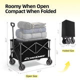 EchoSmile Easy Collapsible Wagon Cart, Folding for Grocery & Camping, Black
