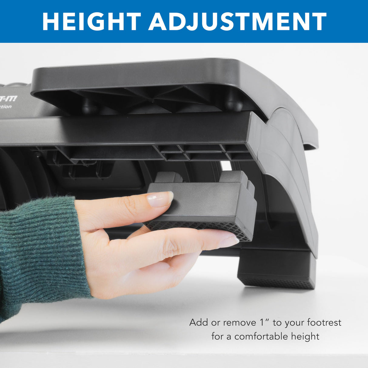 Mount-It! Ergonomic Footrest, Tilt Adjustable Individual Platforms, Height Adjustable Foot Rest with Massage Surface, Under Desk Foot Stool for Office, Leg Support and Improved Posture, Black