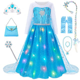 Meland Princess Dress Up for Girls – Light Up Halloween Costume for Girls Age 3-10, Princess Toys for Christmas Birthday Gift(M,5-6 Years)