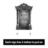 Halloween Decorations Outdoor Graveyard Tombstones: 6ct Large Tombstone Halloween Decor Yard Signs with Stakes, 16" Realistic Scary Skeleton RIP Cemetery Gravestones for Yard Lawn Outside Home Party
