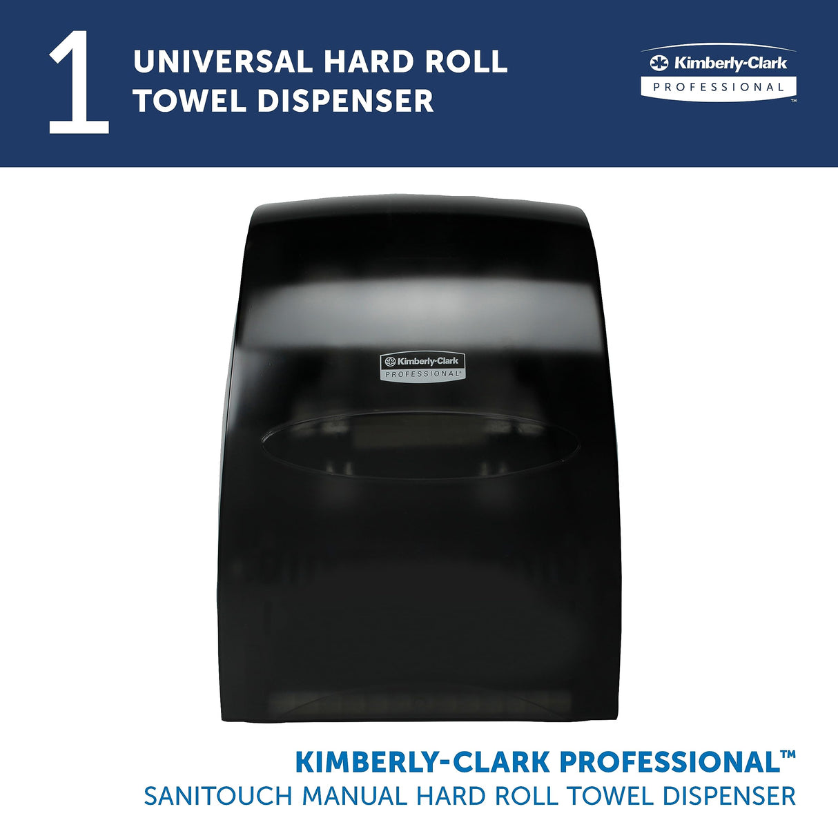 Kimberly-Clark Professional Sanitouch Manual Hard Roll Paper Towel Dispenser (09990), Black, Universal 1.5" Core Compatible, Wall Mounted, for Commercial Hand Towels (Qty 1)
