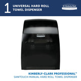 Kimberly-Clark Professional Sanitouch Manual Hard Roll Paper Towel Dispenser (09990), Black, Universal 1.5" Core Compatible, Wall Mounted, for Commercial Hand Towels (Qty 1)