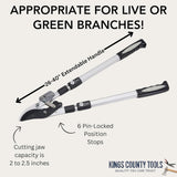 Kings County Tools Tree Trimmer Loppers with 26" - 40" Long Handles
