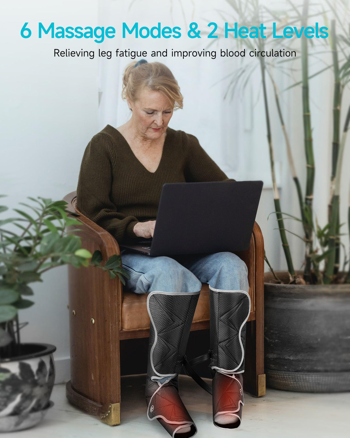 ALLJOY Gifts for Men Women, Leg Massager for Circulation and Pain Relief FSA, Leg Massager with Heat and Compression, 6 Modes 3 Intensities 2 Heat Levels