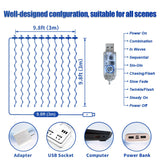 300LED Fairy Curtain Lights, 9.8x9.8Ft Warm White USB Plug in 8 Modes & Timer Christmas String Hanging Lights with Remote for Bedroom Indoor Outdoor Weddings Party Wall Decorations(Warm White)