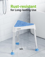 Space-Saving Triangular Shower Chair for Inside Shower with EVA Pad, 400 lbs Adjustable Shower Chair for Elderly and Disabled, Non-Slip Shower Seat, Bath Chair for Tub, Tool-Free, FSA/HSA Eligible