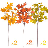 Grunyia 6Pcs Artificial Maple Leaves Branches Fake Fall Maple Shrubs for Thanksgiving Christmas Festival Garland Decoration