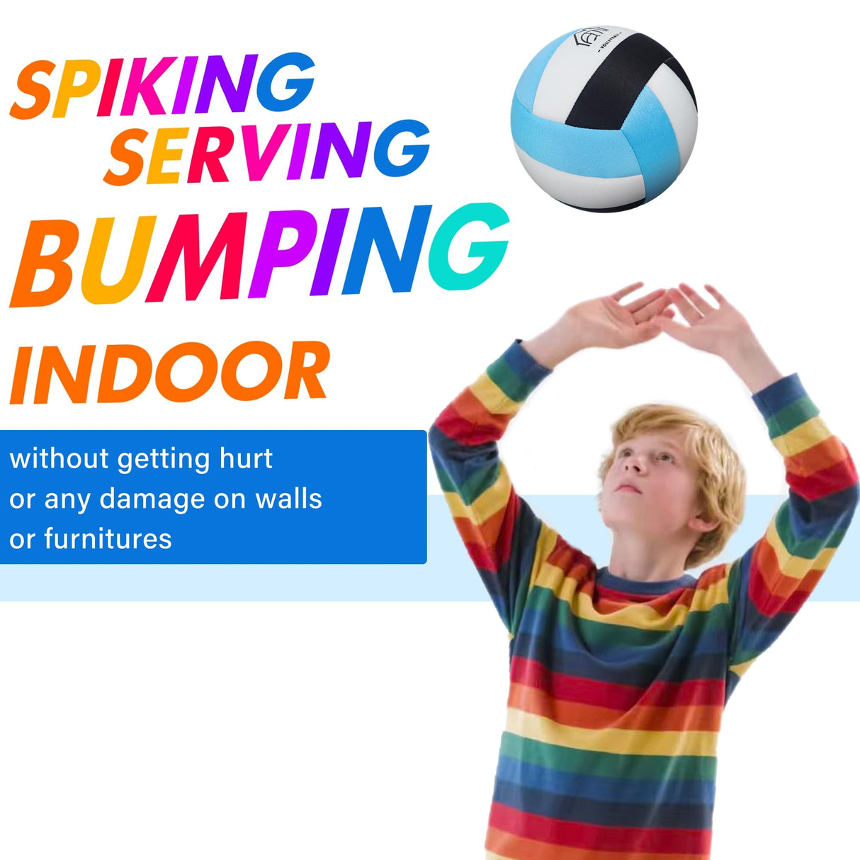 AceVernine Soft Indoor Volleyballs for Practicing Inside House and Yard, Safe and Silent Volleyball for Boys Kids Youth Beginners Training Birthday Christmas Easter Gifts