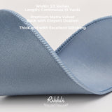 Ribbli Dusty Blue Velvet Wired Ribbon with Dupioni 2.5 Inch Christmas Ribbon for Gift Wrapping Christmas Tree Decoration Crafts Wreaths Supplies-Continuous 10 Yards