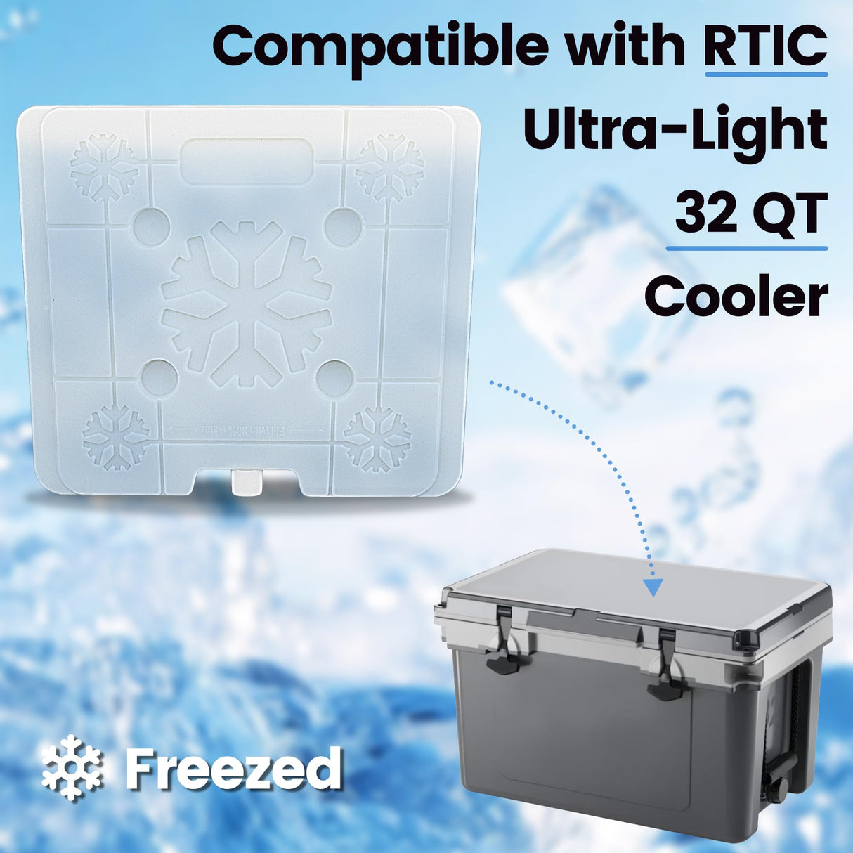 Omoojee 32QT Ice Pack Cooler Divider, Compatible with RTIC 32qt Cooler, Freezable Cooler Divider, Cooler Accessories