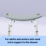 Medline Shower Chair Without Back, Bath Bench Supports up to 400 lbs, Gray