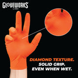 GLOVEWORKS 8 Mil Orange Nitrile Disposable Gloves Heavy Duty Industrial RDT for Mechanic and Automotive, XL Box of 100