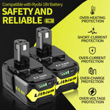 Ultraxxis 2 Packs 8.0Ah High Capacity Replacement for Ryobi 18v Battery P108 P104 P105 P102 P103 P122 P109 Li-ION Compatible with Ryobi 18V ONE+ System Cordless Power Tools and Charger